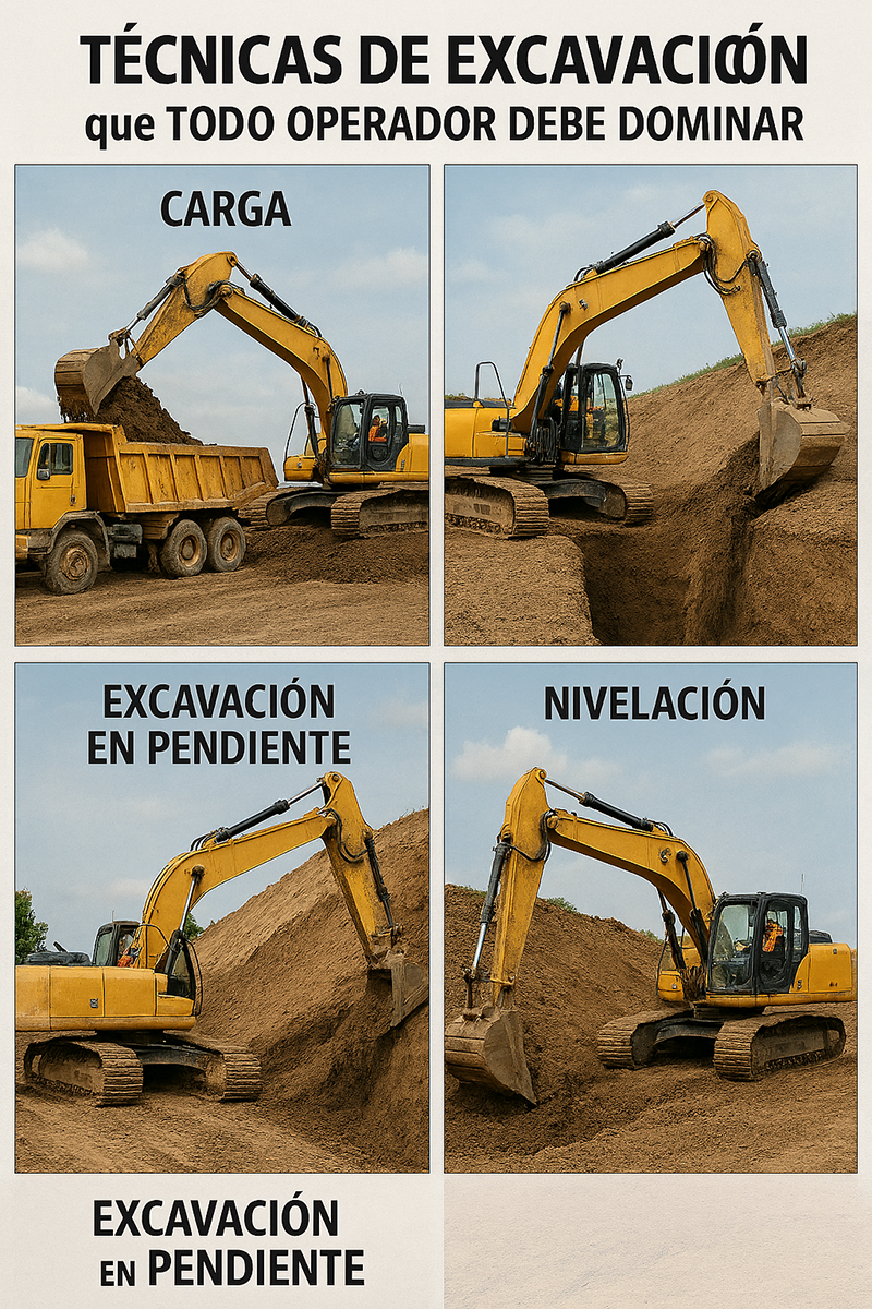 Operador en cabina de excavadora